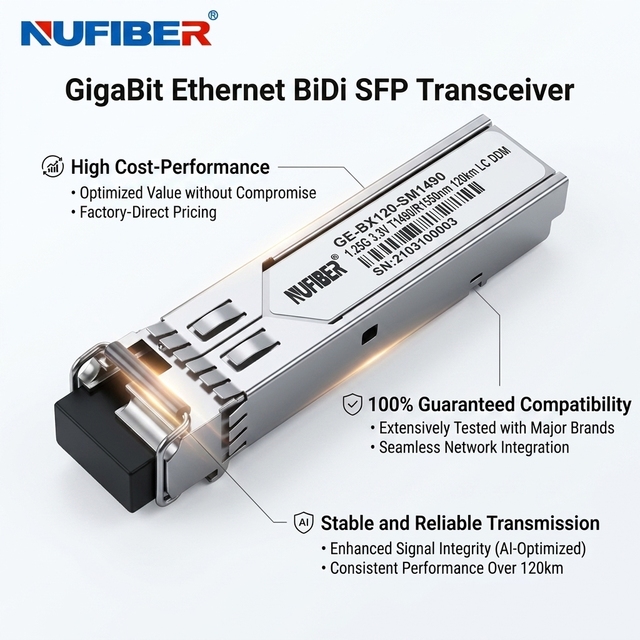 Transceiver Sfp 2.5G Bidi 120km Simplex LC SM DDM 1000BASE-BX 1490 1550nm Optical Module FACTORY