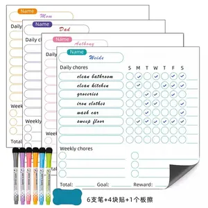 Tableau des corvées de récompense de responsabilité magnétique personnalisé en usine Tableau des corvées pour enfants Tableau magnétique de réfrigérateur avec stylo pour encourager