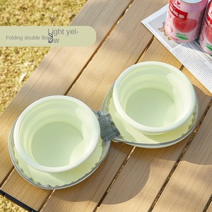 Mangkuk Hewan Peliharaan Silikon Lipat Portabel Tahan Air IPX5 450ml Motif Hewan, Aksesoris Hewan Peliharaan Multifungsi untuk Perjalanan Antar Negara - Product Image 4