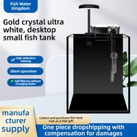 Desktop-Aquarium mit Pflanzen, pflegeleichtes Fischbecken mit schwarzem Rückwand-Nano-Tank für Betta, Garnelen und Aquascaping