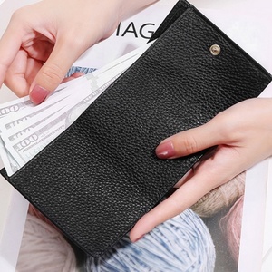 Custom Logo Trifold Small Genuine Leather Wallet RFID <b>Purse</b> for Women Thin Minimalist Women's Coin <b>Purse</b> - Product Image 2