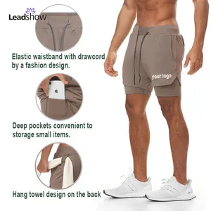 Pantalones cortos deportivos 2 en 1 para hombre, ropa deportiva para correr, secado rápido, suelta, para gimnasio