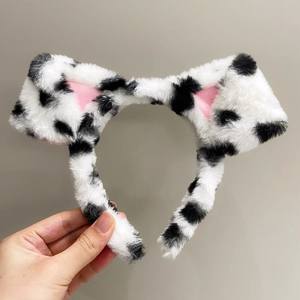 Dalmatian bando rambut telinga lembut lucu kartun hiasan kepala anjing untuk gaun pesta liburan Natal kartu Rambut - Product Image 4