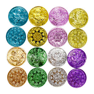 100 pezzi di natale pirata monete d'oro di lusso bomboniere di plastica colorata per la borsa della moneta del tesoro natale pirata modello di moneta - Product Image 3