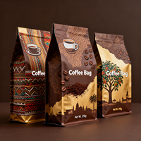 Sachet d'emballage imprimé de qualité alimentaire en gros avec fenêtre à fermeture éclair, refermable, résistant à l'humidité, en papier kraft, pour thé et café, pochette verticale