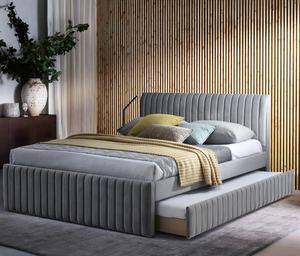 <span class=keywords><strong>Lit</strong></span> rembourré tufté gris foncé King Queen Size <span class=keywords><strong>Lit</strong></span> <span class=keywords><strong>gigogne</strong></span> pour adultes Vente à chaud de luxe léger de haute qualité - Product Image 3