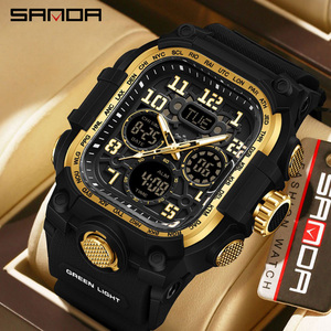 Sanda 6357 Reloj de pulsera multifuncional de doble pantalla para hombre, moderno, para estudiantes, resistente al agua para exteriores - Product Image 1