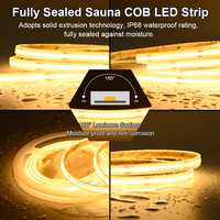Bande LED COB pour sauna, résistante à la chaleur, éclairage haute température, salle de vapeur, silicone imperméable IP68, bande LED flexible pour extérieur