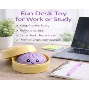 Dumpling <b>Squishy</b> Soft TPR Squeeze Toy Slow Rising Stress Relief Fidget Cute Bao Bun Desk Decoration Soft Handheld Relaxation Toy - Product Image 4