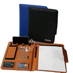 Portafolio multifuncional de cuero PU <span class=keywords><strong>A4</strong></span> con cargador de energía móvil de 8000 Mah Carpeta de archivos de carga inalámbrica - Product Image 2