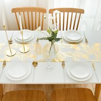 Nouvel accessoire de cuisine Skymoving : Chemin de table personnalisé en or, luxueux chemin de table en feuilles de palmier dorées métalliques en rouleau