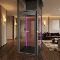 Pièces d'ascenseur haut de gamme, porte de palier d'ascenseur pour villa, cadre en aluminium, panneau en verre, rail à rouleaux silencieux, sur mesure