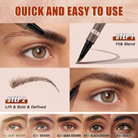 W3W 2-en-1 Stylo à sourcils liquide 4D double embout, waterproof, pointe fourche effet poils, pour sourcils naturels, longue tenue, marque privée, en stock, faible MOQ