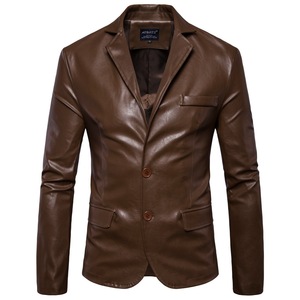 Chaqueta de Cuero para Hombre, Talla Grande, Cuello Polo, Corte Ajustado, Chaqueta de Cuero PU para Motocicleta, Otoño e Invierno - Product Image 5