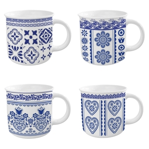 แก้วเซรามิกสีน้ำเงินสไตล์เรโทรแบบกำหนดเอง แก้วพอร์ซเลนทนทานสำหรับใช้ในชีวิตประจำวันและเป็นของขวัญทางธุรกิจ รุ่นใหม่ - Product Image 6