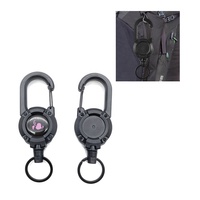 Porte-clés rétractable YYX porte-badge mousqueton robuste bobine d'insigne d'identification tactique avec cordon rétractable en acier de 60cm