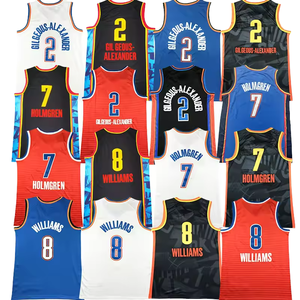 Nueva Camiseta Deportiva sin Mangas para Hombre 2025, Cosida, con los Números 2 de Gilgeous-Alexander, 7 de Holmgren y 8 de Jaylin Williams, de Alta Calidad, Transpirable, en Spandex/Poliéster - Product Image 1