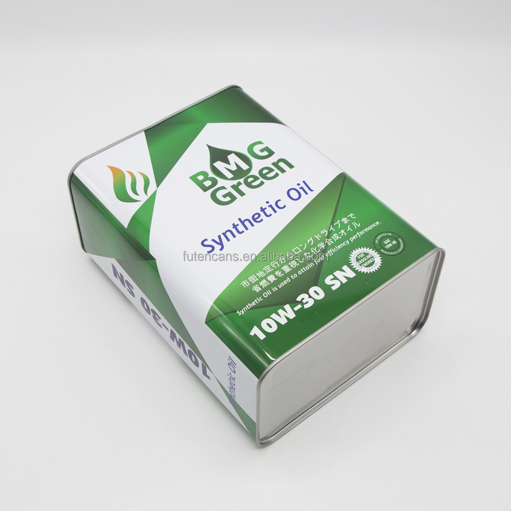 Customized 4L printed tin can square tin motor oil container for engine oil packaging