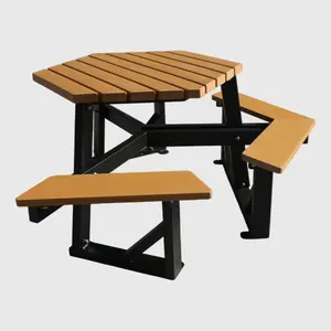 육각 슬레이트 커피 테이블 벤치 뒤뜰 식탁 테이블과 외부 피자 가게 의자