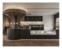 Meuble de cuisine intelligent et moderne de luxe avec panneau mural en verre et porte élévatrice pour appartement