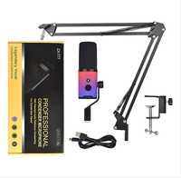 Micrófono de Escritorio Dinámico RGB Colorido con Cable Cardioide ZX-777 Pro, Reducción de Ruido, Modos Duales XLR/USB, Profesional