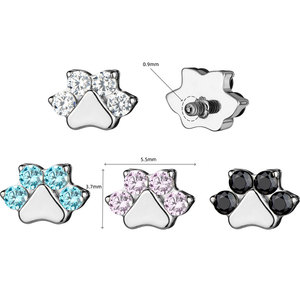 Pendientes de Titanio G23 Vintage para Boda, Piercing <span class=keywords><strong>en</strong></span> <span class=keywords><strong>Espiral</strong></span>, Chapado <span class=keywords><strong>en</strong></span> Oro, Joyería para Piercing Corporal, Diseño de Huella de Gato con Circonita, Externo - Product Image 1