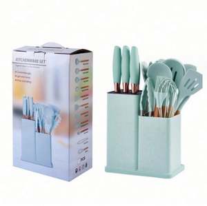 Ustensiles de cuisine en silicone, ensemble de 19 pièces, outils de cuisine, baril de rangement, manche, ensemble d'ustensiles de cuisine, ensemble de couteaux de cuisine - Product Image 2