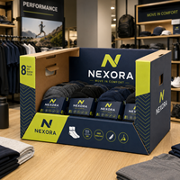 Boîte de présentation en carton pour vêtements de sport, chaussettes, sous-vêtements, accessoires, pour la vente au détail, le merchandising et les promotions