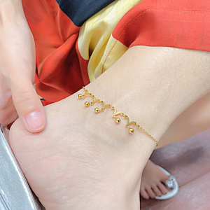 Nuova Collezione Cavigliera a Y con Nappine Placcata in Oro 18K per Donne, Catena in Acciaio Inossidabile con Piccolo Ciondolo a Sfera - Product Image 2