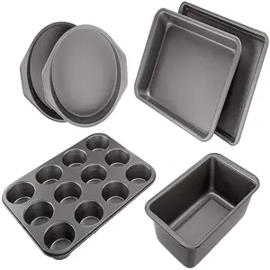 Ensemble de moules de cuisson carrés antiadhésifs en acier au carbone et revêtement PTFE