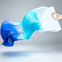 Éventails de danse du ventre en fausse soie les moins chers, pour main gauche et droite, en soie d'imitation et bambou, longs, pour costume de danse pour femmes