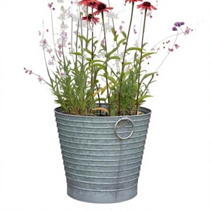 Galvanized Modern Luxury Flower Pot Planter with Customized Size for Home and Garden - Product Image 1
