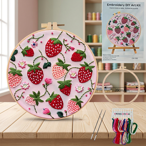 Kit de broderie fraise DIY, ensemble de point de croix, artisanat de fruits fait main pour débutants - Product Image 4