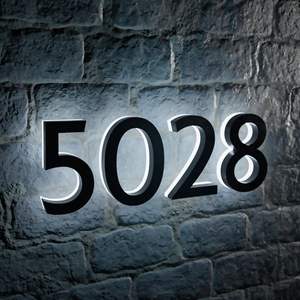 ป้ายเลขที่บ้านแบบสั่งทำคุณภาพสูง ไฟส่องสว่างด้านหลัง ทำจากสแตนเลส พร้อมไฟส่องสว่าง - Product Image 3