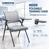 Chaise d'école pliable moderne de haute qualité pour salle de classe, en fer et plastique, empilable, économique, avec tablette d'écriture intégrée pour les élèves du secondaire