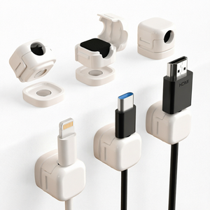 Clips magnétiques pour câbles, lot de 6, organisateurs de câbles détachables avec base adhésive pour la gestion des câbles sur le bureau et en cuisine - Product Image 1