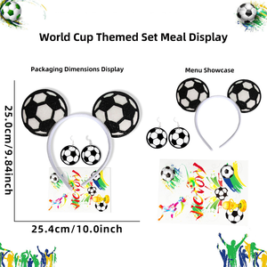 Wanmei 2026 Nuevo Diseño Patrón de Fútbol Peine Hueco Diadema de Fanático de la Copa Mundial, Pendientes y Set de Pegatinas de Tatuajes, Accesorios para Animar al Fútbol - Product Image 3