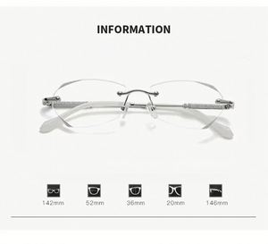 Lunettes de lecture pour femmes 2024, style rétro, sans monture, avec branches en métal, anti-lumière bleue, coupe diamant - Product Image 5