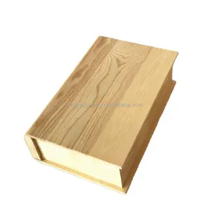 Pine Wood Unfinished Book Storage Box Custom Book Shape Wood Box