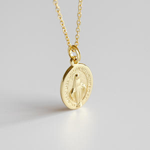 XA142 Kalung Liontin Desain Christian <span class=keywords><strong>Virgin</strong></span> Kristen Agama Perak 925 Lapis Emas 18K Vintage Perhiasan Inspirasi - Product Image 5