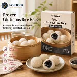 Pains de riz glutineux surgelés cuits à la vapeur, fourrés aux haricots rouges et au sésame noir, emballage en boîte de 6 pièces, dessert chinois, vente en gros - Product Image 4