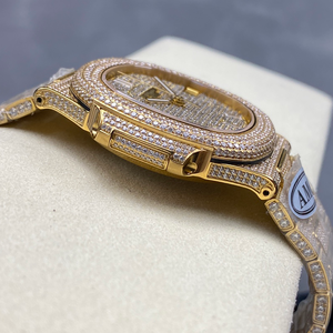 18K personnalisé tout diamant Moissanite automatique mécanique pour hommes avec montre en saphir étanche en plastique céramique de style professionnel - Product Image 4