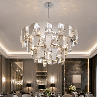 Lustre en cristal personnalisé à 24 lumières, 3 niveaux, moderne, grand, rond, pour hall d'hôtel, villa, hall d'entrée, escalier