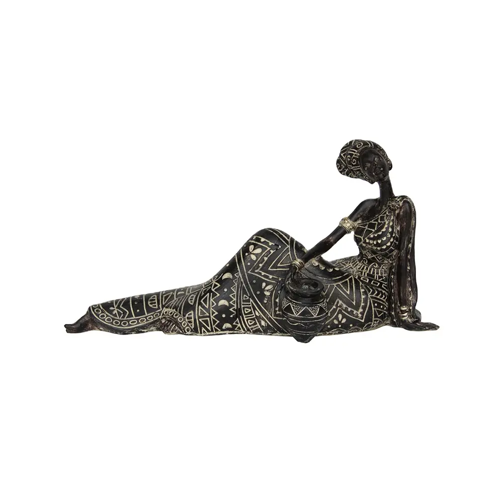 Heiße Verkäufe sitzen Poly resin Hohe afrikanische Dame mit Urne Tischplatte schwarze Frau Figur für Raum halle Dekoration