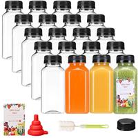 Bouteilles de jus personnalisées en plastique avec bouchons, réutilisables, transparentes, en vrac, pour jus, lait et autres boissons, stock local US