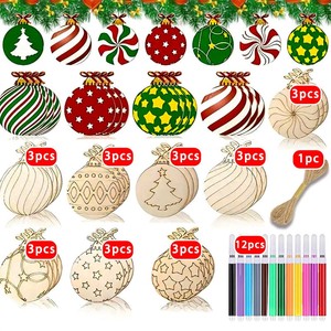 Kit de bricolage en bois pour enfants pour Noël, décorations de fête à peindre et artisanat pour la maison, ornements à suspendre pour l'arbre de Noël - Product Image 3