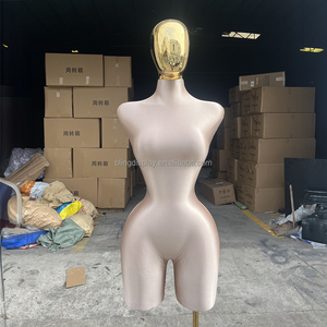 Manichino Donna Curvy BBL Mezzo Busto con Seno e Glutei Grandi, Colore Oro Champagne, con Testa, Taglie Forti, per Ingrosso - Product Image 5