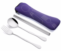 Ensemble de couverts portables de luxe en acier inoxydable 3 pièces, écologiques et réutilisables, sans BPA, idéal pour les mariages - Vente chaude