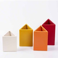 Kanvas keramik seni Skandinavia Morandi Model sederhana desain geometris lapisan Matt terakota untuk dekorasi rumah Aksen meja untuk