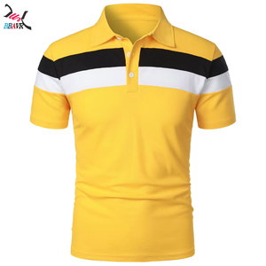 Chemise à manches courtes pour homme, trois bandes sur la poitrine, style color-block, col à revers, manches courtes transfrontalières - Product Image 6